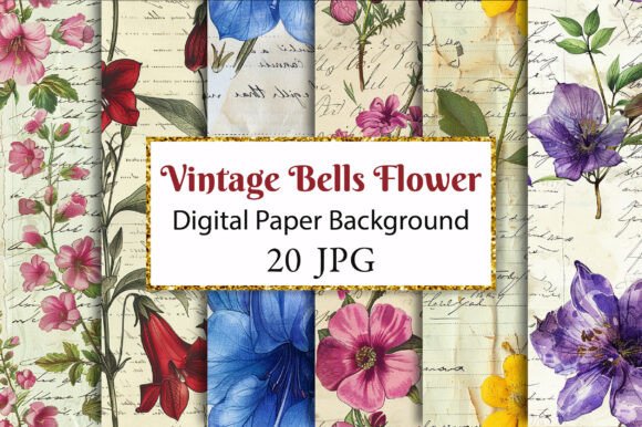 Download Vintage Canterbury Bells Flower Textures - Textures Collection
