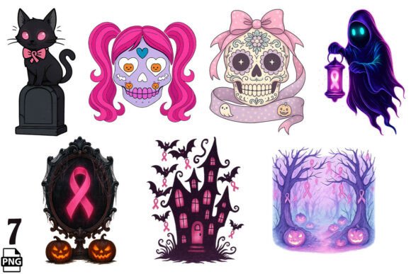 Download Spooky Halloween Pink Ribbon PNG Bundle - Spooky Collection
