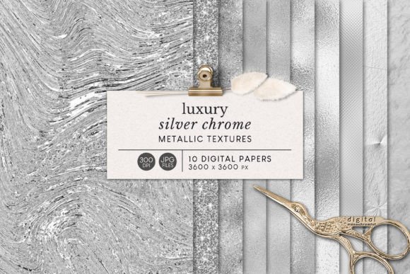 Download Sleek Silver Textures Digital Paper - Textures Collection