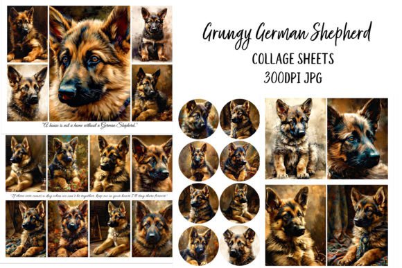 Download Grungy German Shepherd Collage Sheets - Premium Resources